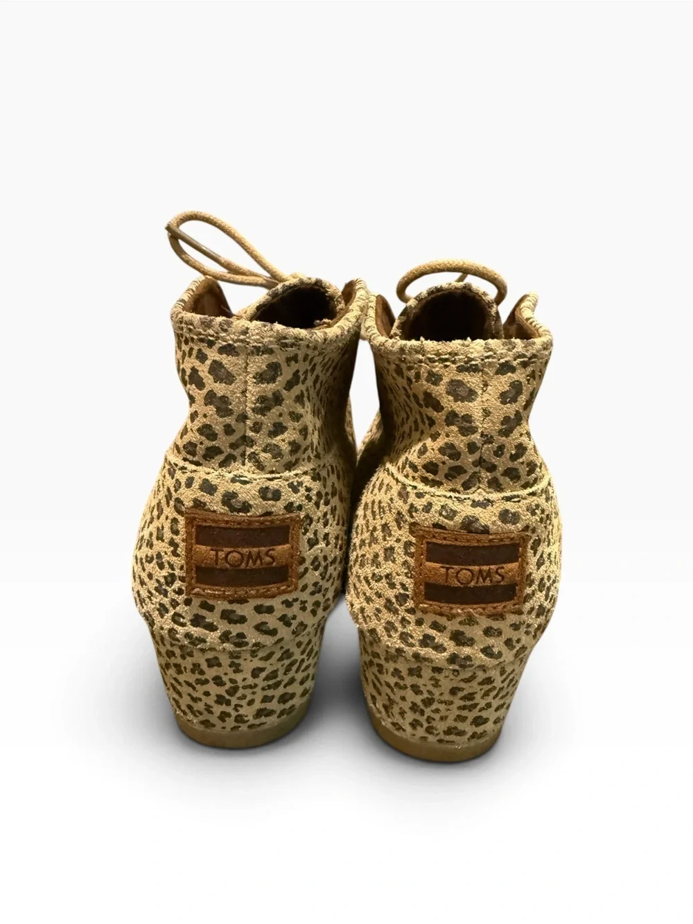 TOMS Kala Desert Wedge Cheetah Leopard Suede Booties Size 3 Woman’s